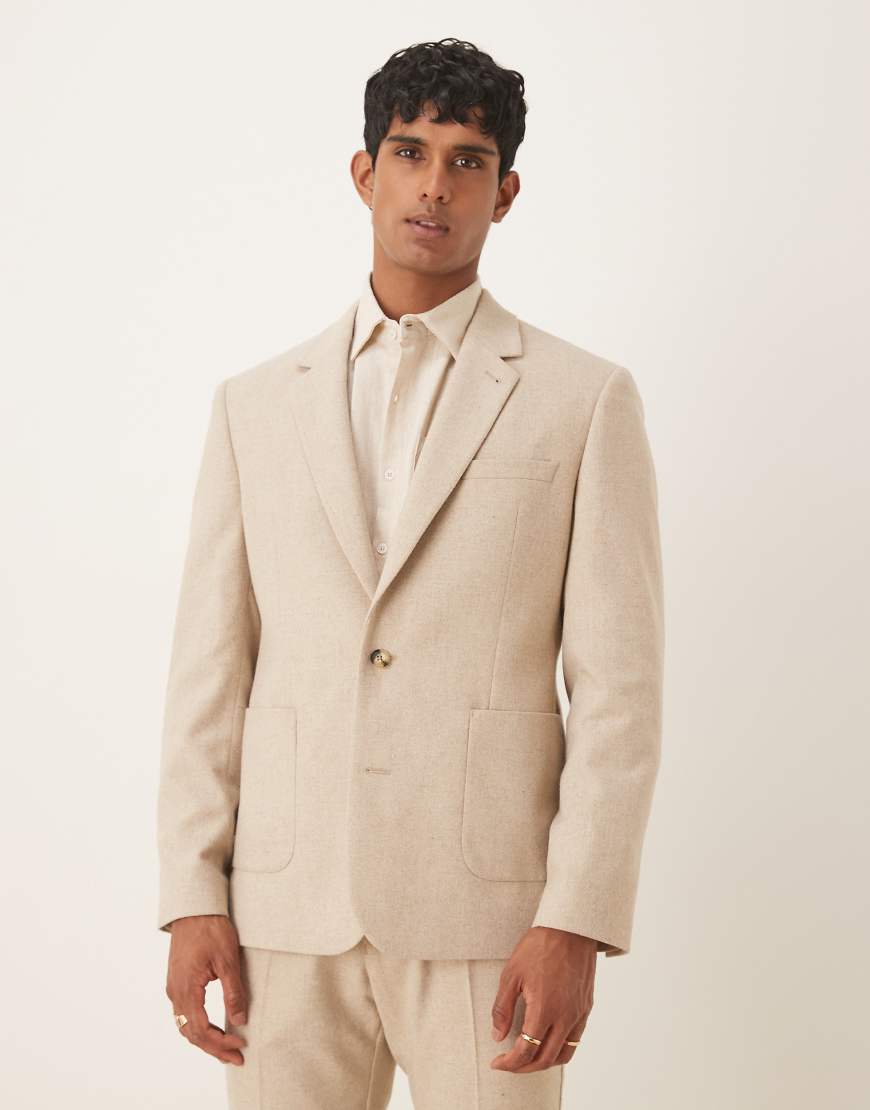 ASOS DESIGN - Schmal geschnittene Anzugweste in Steinbeige mit Wollanteil-Neutral von ASOS DESIGN