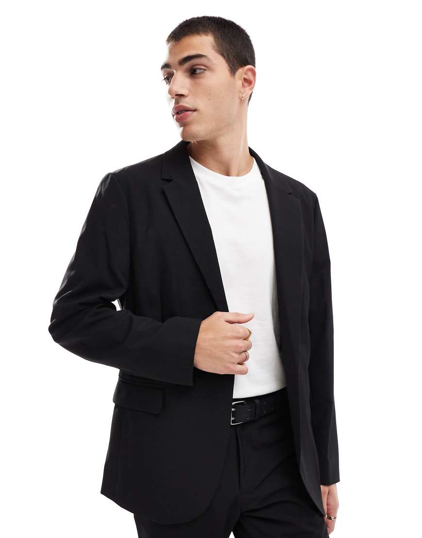 ASOS DESIGN - Schmal geschnittene Freizeit-Anzugjacke in Schwarz von ASOS DESIGN