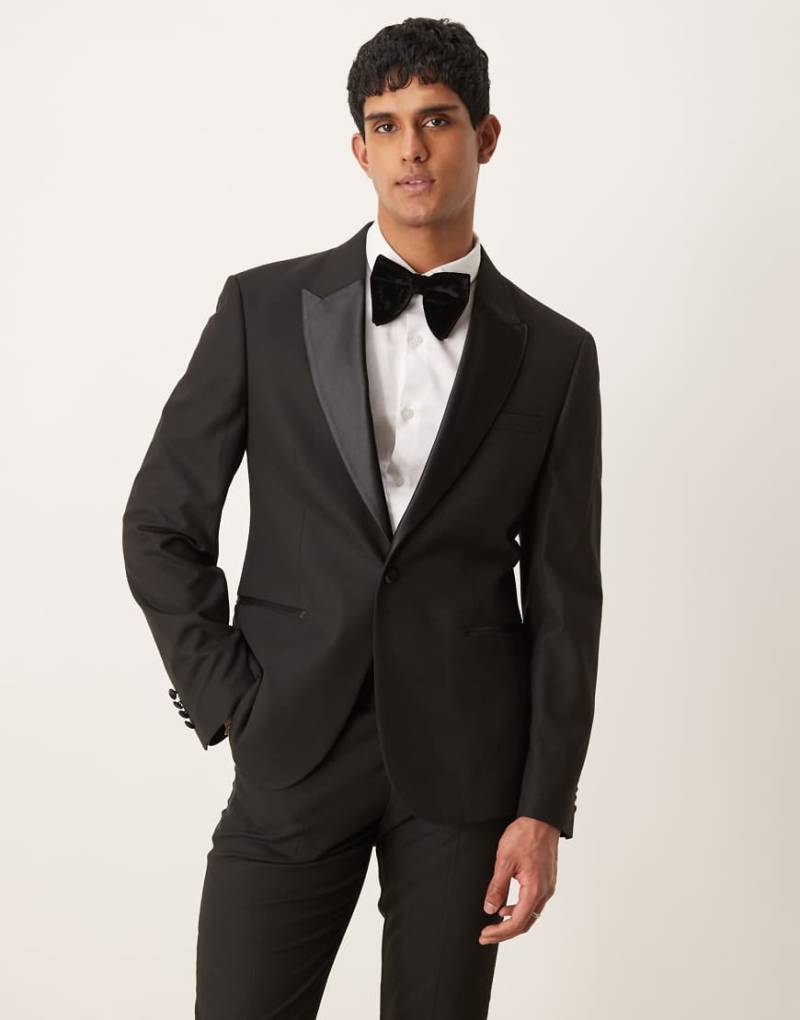 ASOS DESIGN - Schmal geschnittene Smokingjacke in Schwarz von ASOS DESIGN