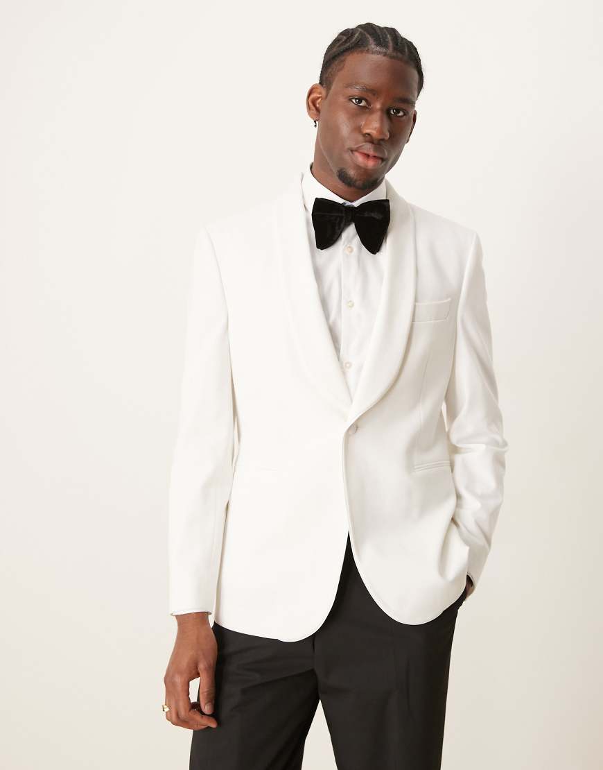 ASOS DESIGN - Schmal geschnittener Blazer in Weiß mit Schalkragen von ASOS DESIGN