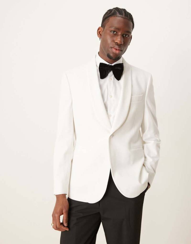 ASOS DESIGN - Schmal geschnittener Blazer in Weiß mit Schalkragen von ASOS DESIGN