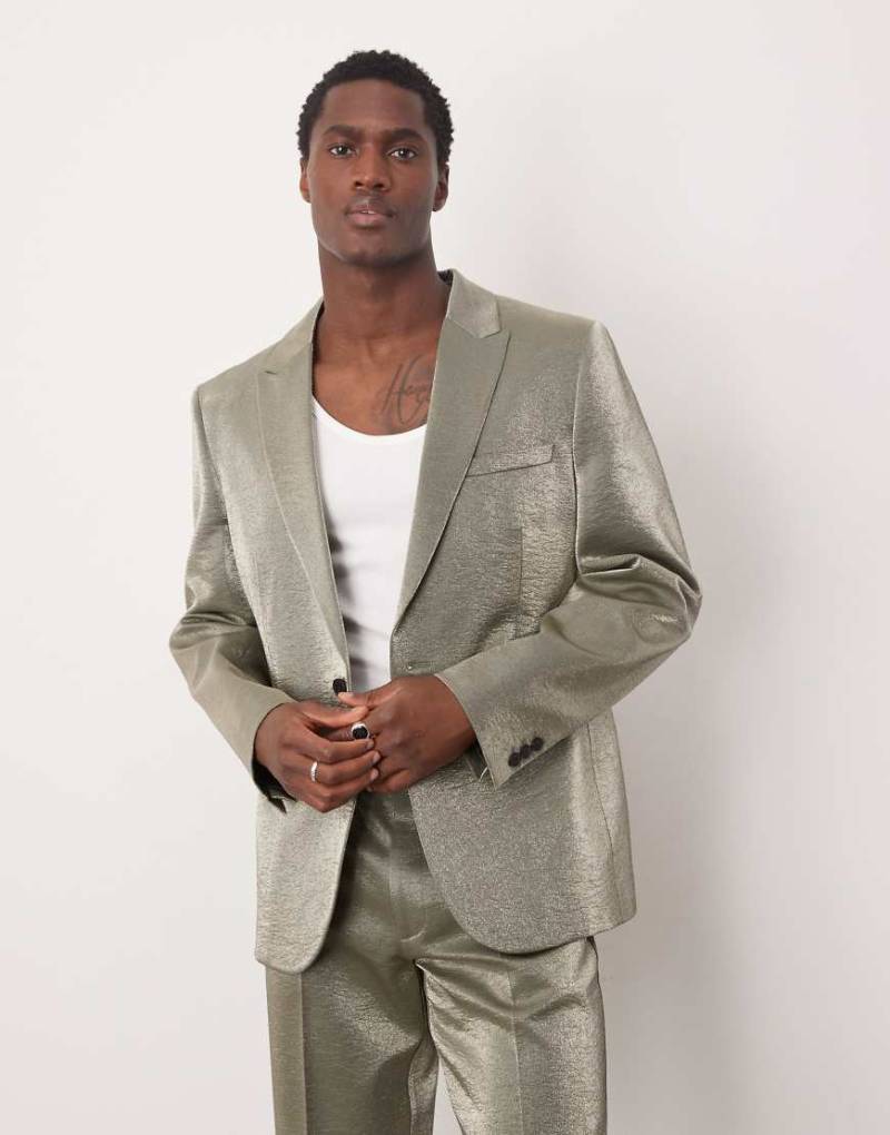 ASOS DESIGN - Schmal geschnittenes Anzugjackett in Metallic-Silber von ASOS DESIGN