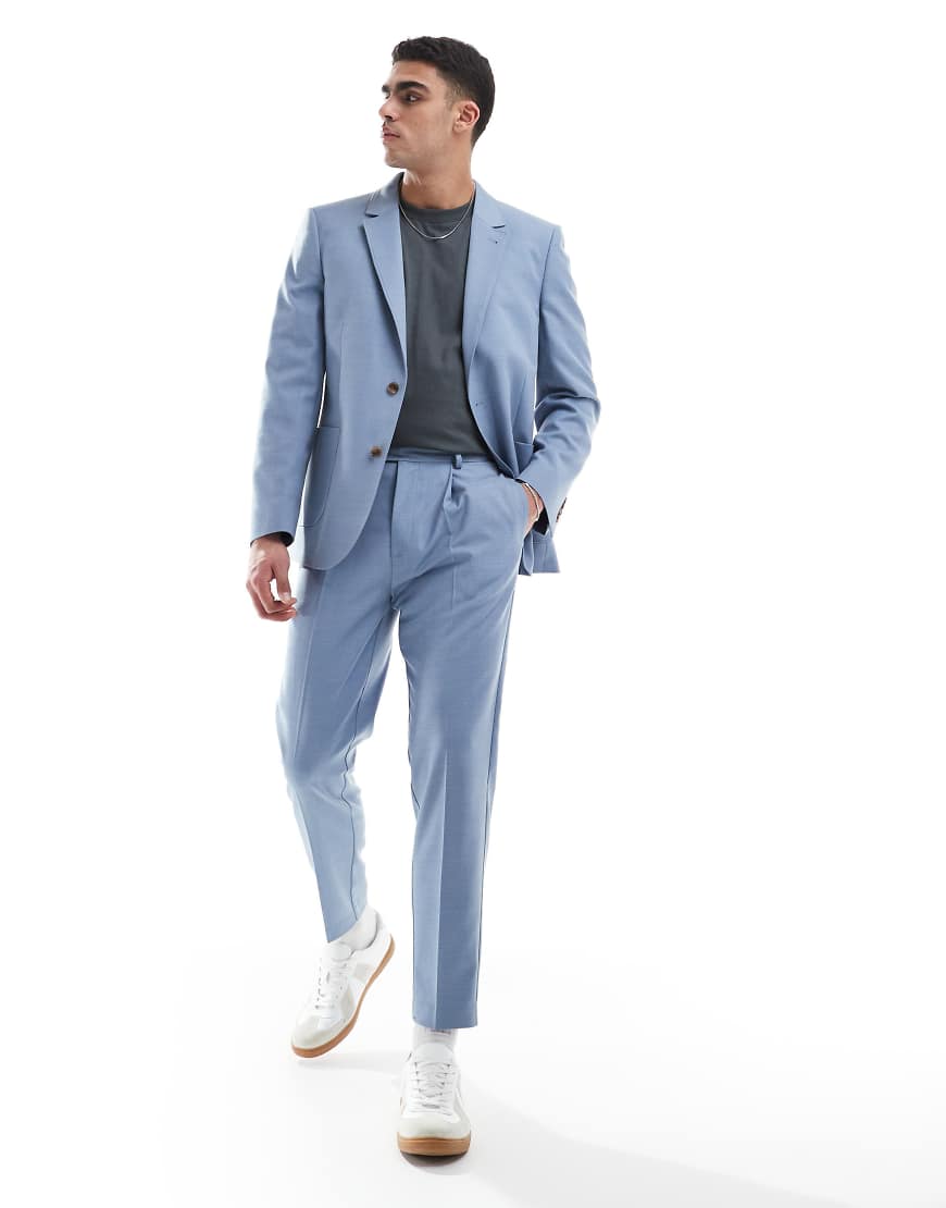 ASOS DESIGN - Schmal zulaufende Anzughose aus Baumwollmix in Hellblau von ASOS DESIGN