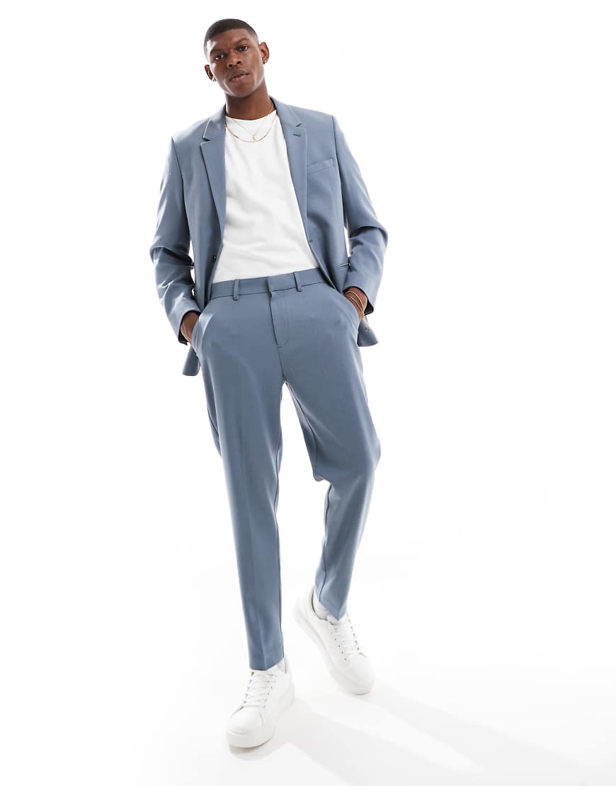 ASOS DESIGN - Schmal zulaufende Anzughose aus Twill in Blau von ASOS DESIGN