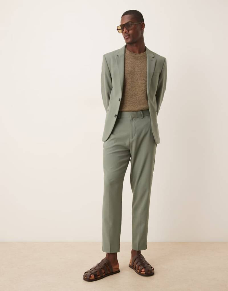 ASOS DESIGN - Schmal zulaufende Anzughose aus Twill in Grün von ASOS DESIGN