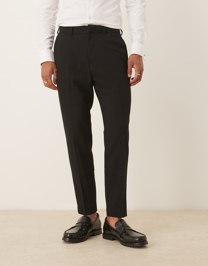 ASOS DESIGN - Schmal zulaufende Anzughose aus Twill in Schwarz von ASOS DESIGN