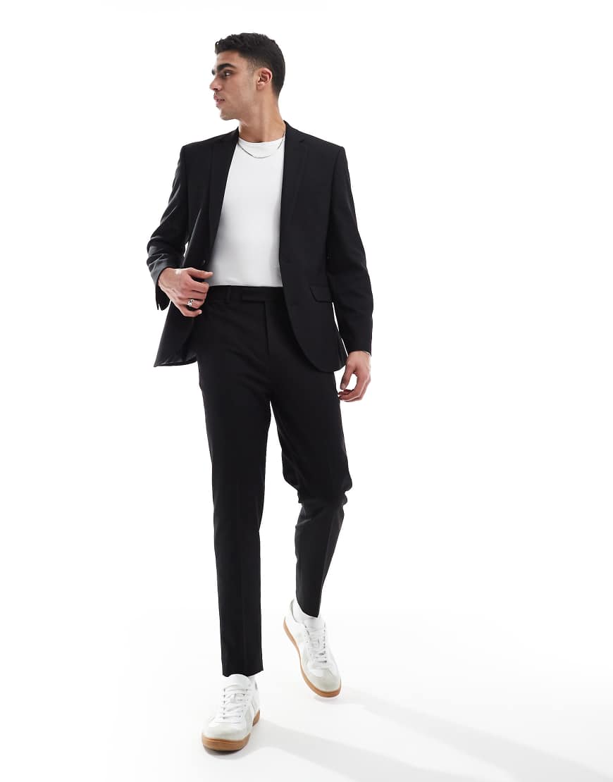 ASOS DESIGN - Schmal zulaufende Anzughose aus Twill in Schwarz von ASOS DESIGN
