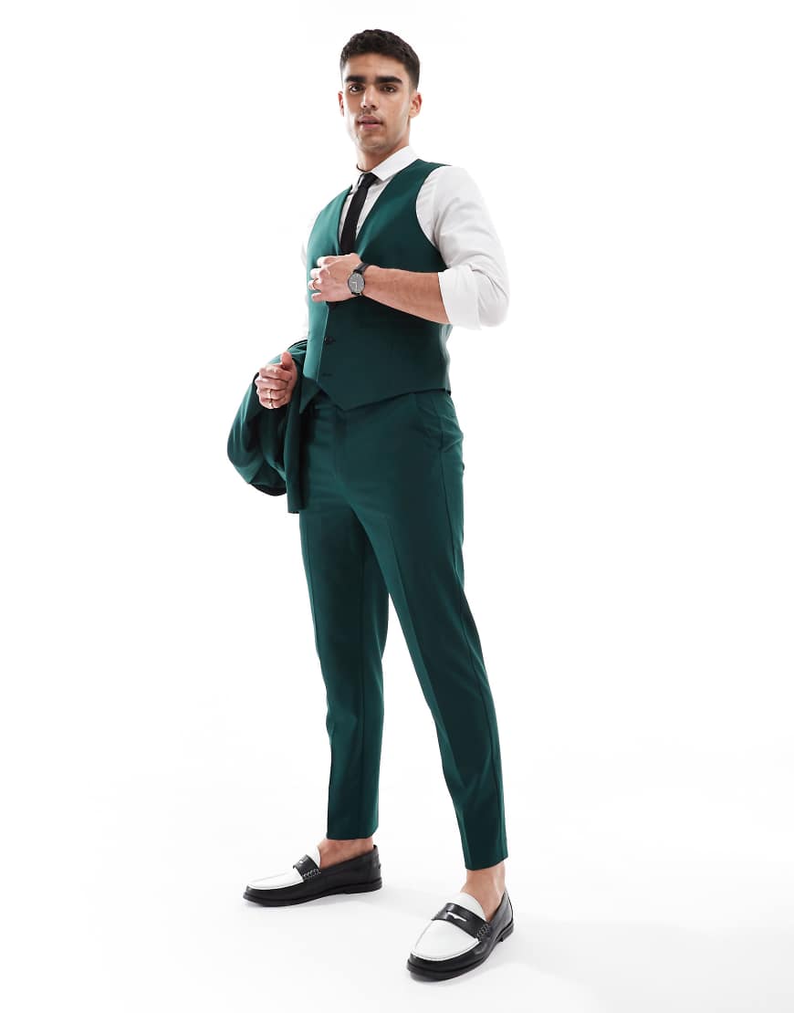ASOS DESIGN - Schmal zulaufende Anzughose in Dunkelgrün von ASOS DESIGN