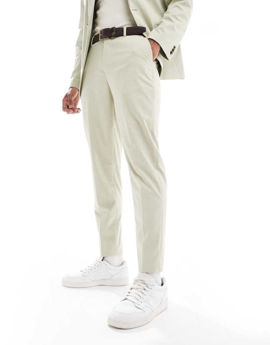 ASOS DESIGN - Schmal zulaufende Anzughose in Hellgrün mit Flechtmuster von ASOS DESIGN