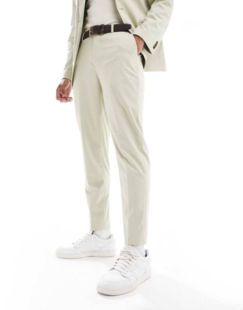 ASOS DESIGN - Schmal zulaufende Anzughose in Hellgrün mit Flechtmuster von ASOS DESIGN