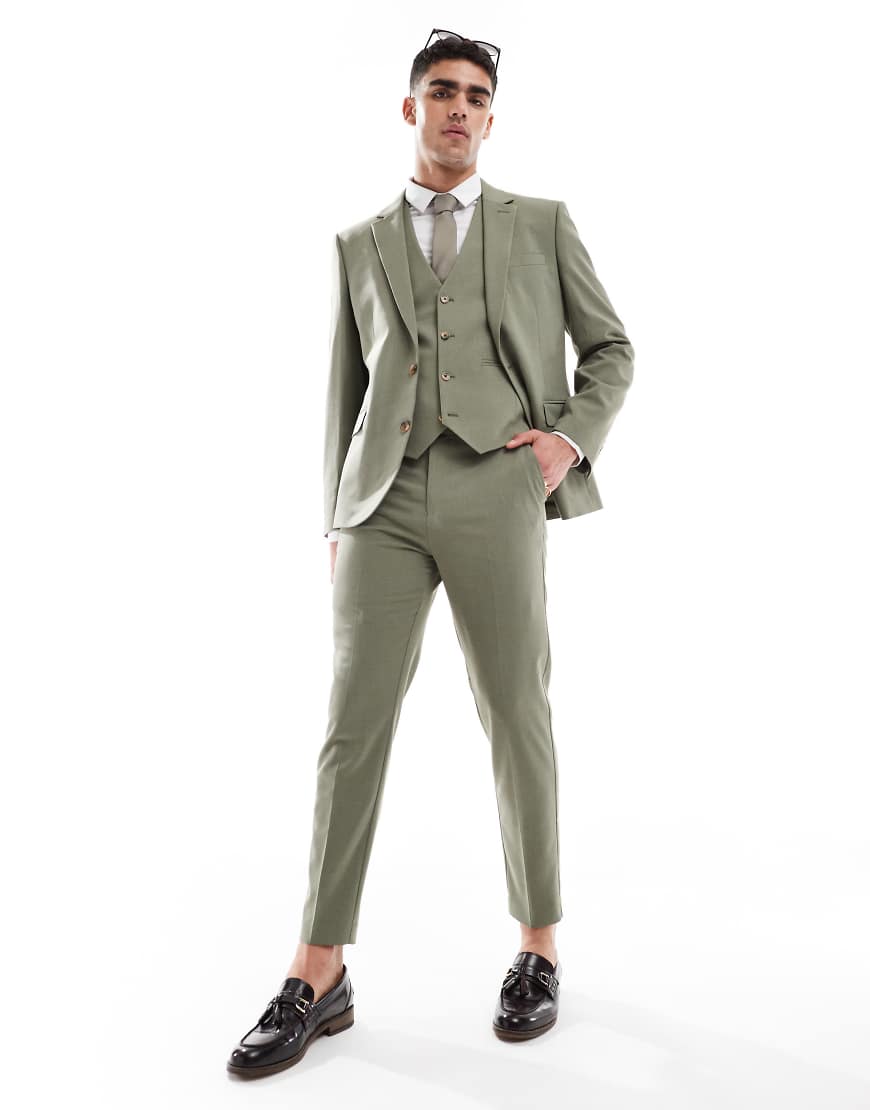 ASOS DESIGN - Schmal zulaufende Anzughose in Olivgrün von ASOS DESIGN