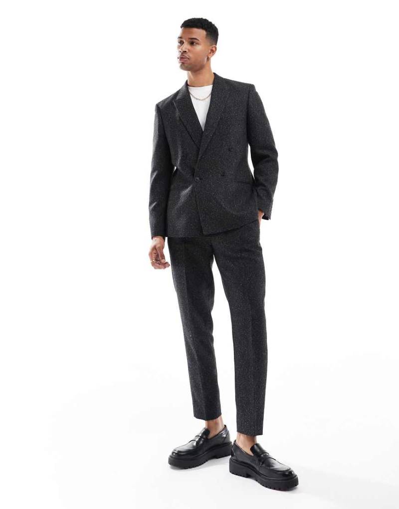 ASOS DESIGN - Schmal zulaufende Anzughose in Schwarz mit Fischgrätmuster von ASOS DESIGN