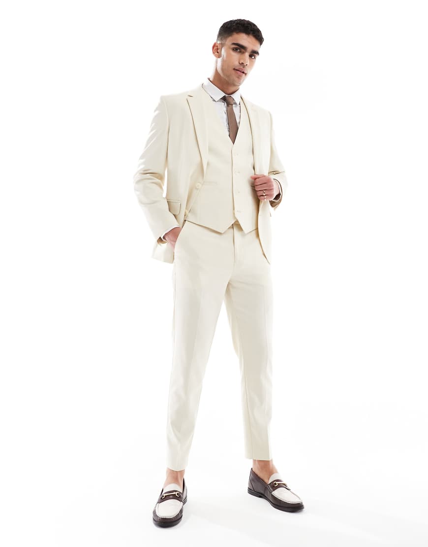 ASOS DESIGN - Schmal zulaufende Anzughose in Steinbeige-Neutral von ASOS DESIGN