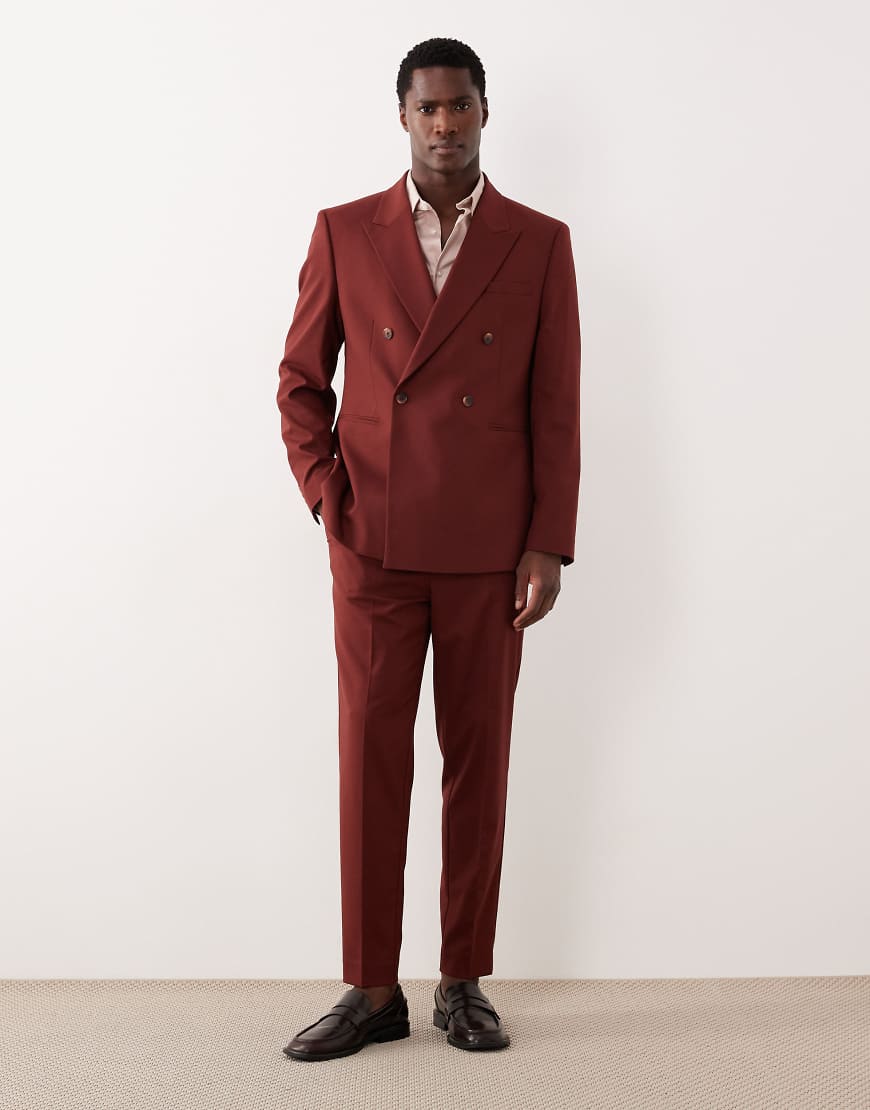 ASOS DESIGN - Schmal zulaufende Anzughose in Weinrot von ASOS DESIGN