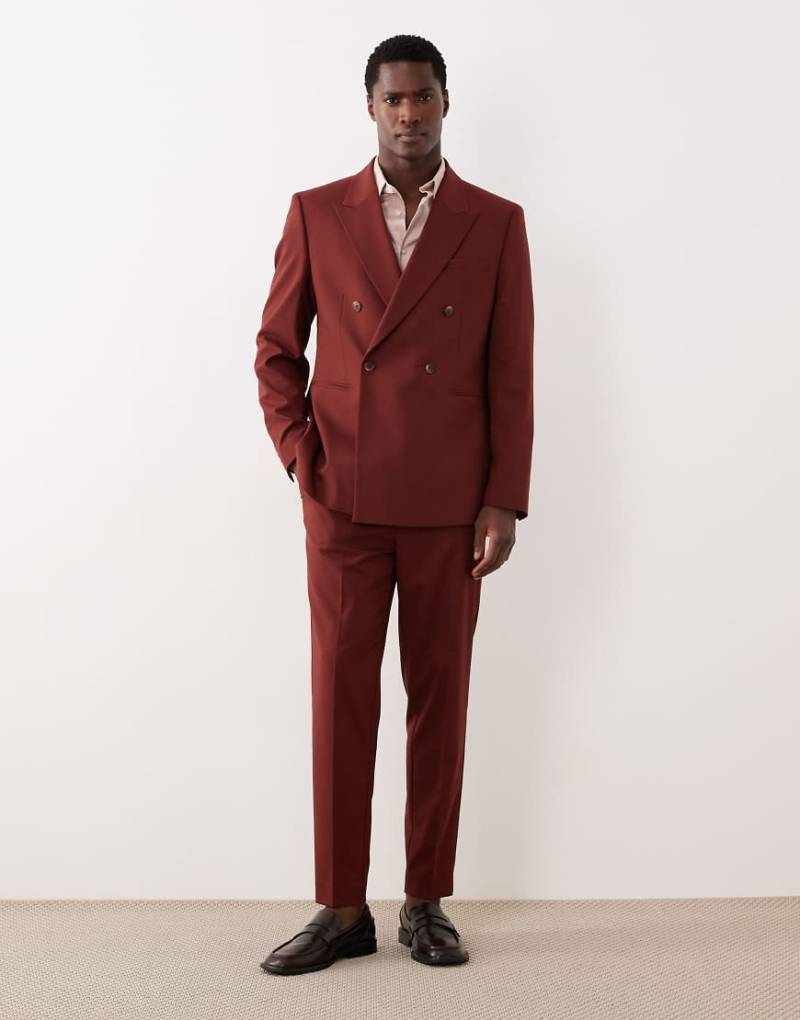 ASOS DESIGN - Schmal zulaufende Anzughose in Weinrot von ASOS DESIGN