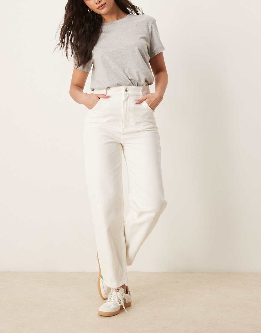 ASOS DESIGN - Schmal zulaufende Hose aus Twill in Wollweiß ASOS DESIGN - Schmal zulaufende Hose aus Twill in Wollweiß von ASOS DESIGN