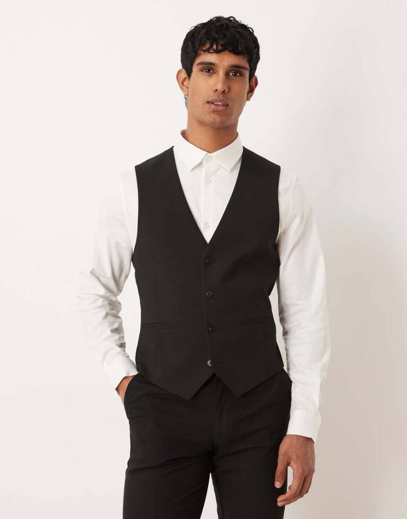 ASOS DESIGN - Schmale Anzug-Weste in Schwarz von ASOS DESIGN