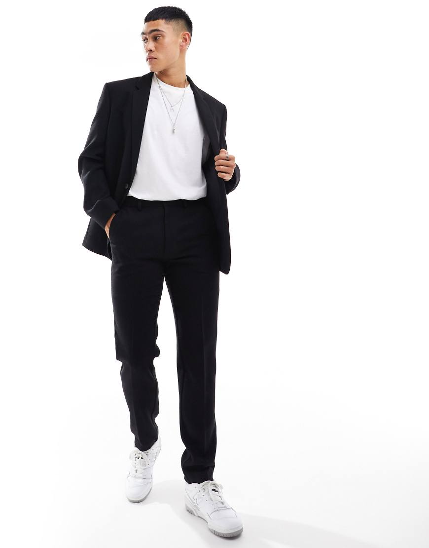 ASOS DESIGN - Schmale Anzughose aus Wollmix-Twill in Schwarz ASOS DESIGN - Schmale Anzughose aus Wollmix-Twill in Schwarz von ASOS DESIGN