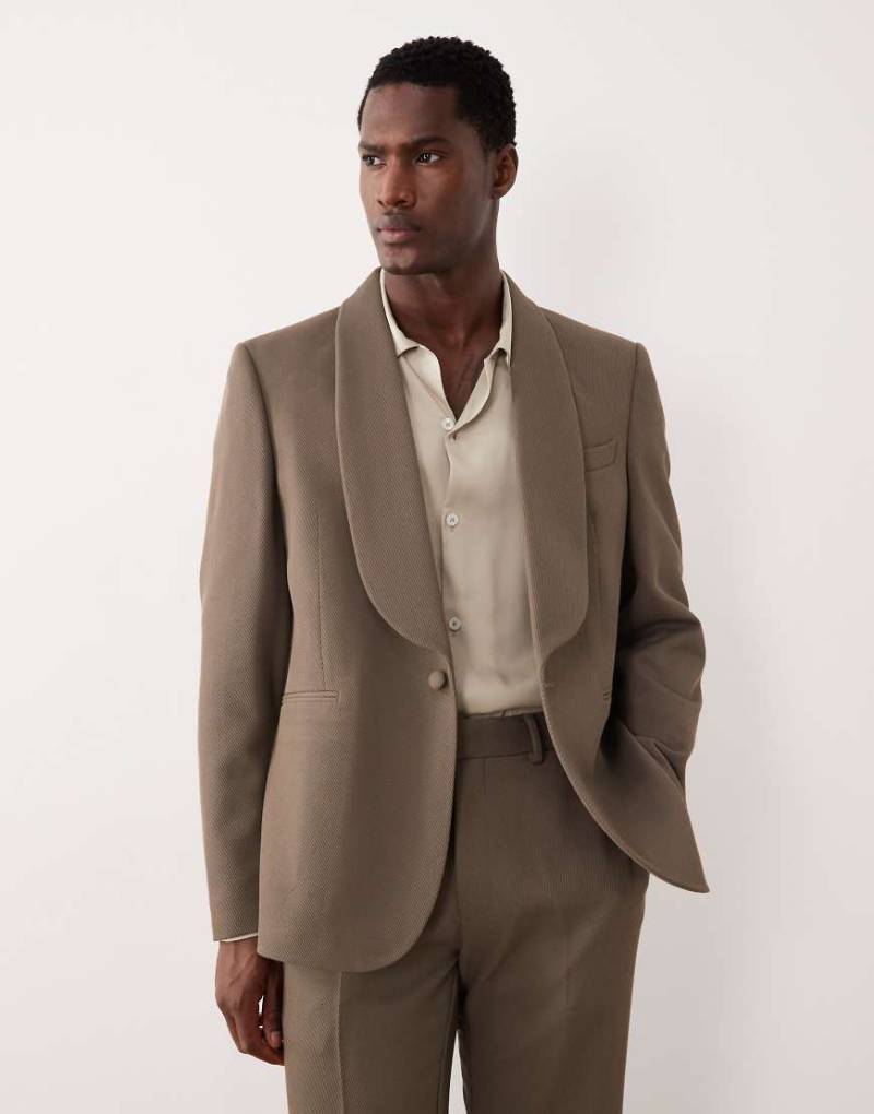 ASOS DESIGN - Schmale Anzugjacke aus Twill in Khaki-Grün von ASOS DESIGN