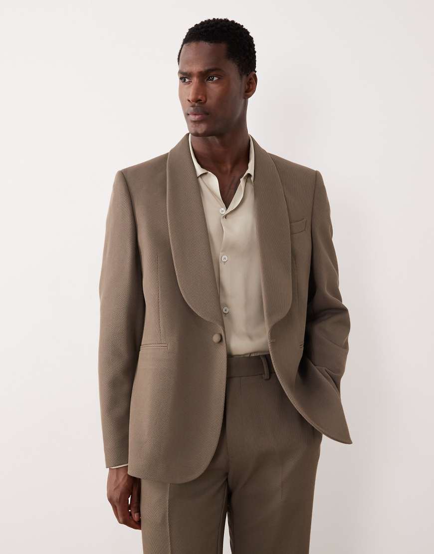 ASOS DESIGN - Schmale Anzugjacke aus Twill in Khaki-Grün von ASOS DESIGN