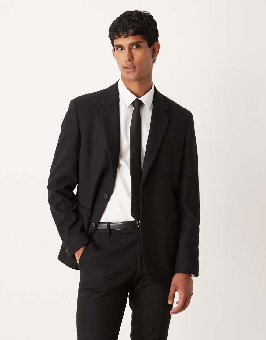 ASOS DESIGN - Schmale Anzugjacke aus Wollmix in Schwarz von ASOS DESIGN
