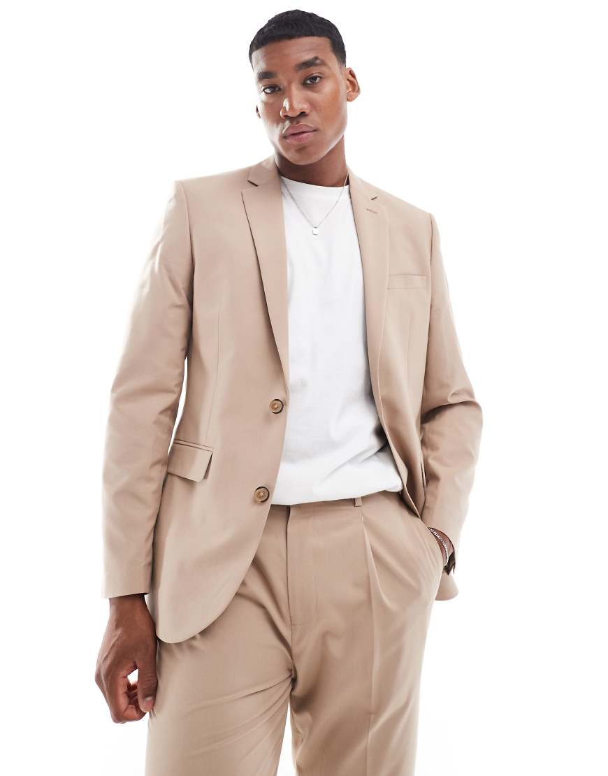 ASOS DESIGN - Schmale Anzugjacke in Beige-Neutral von ASOS DESIGN