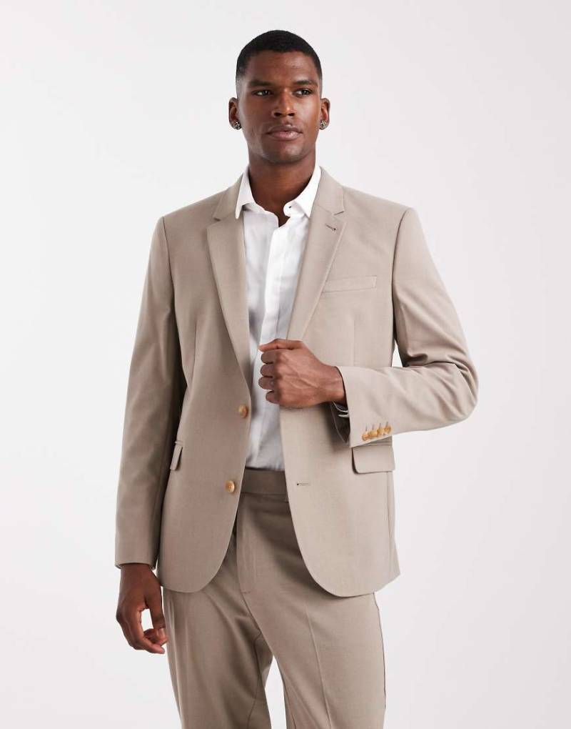 ASOS DESIGN - Schmale Anzugjacke in Braun-Brown von ASOS DESIGN