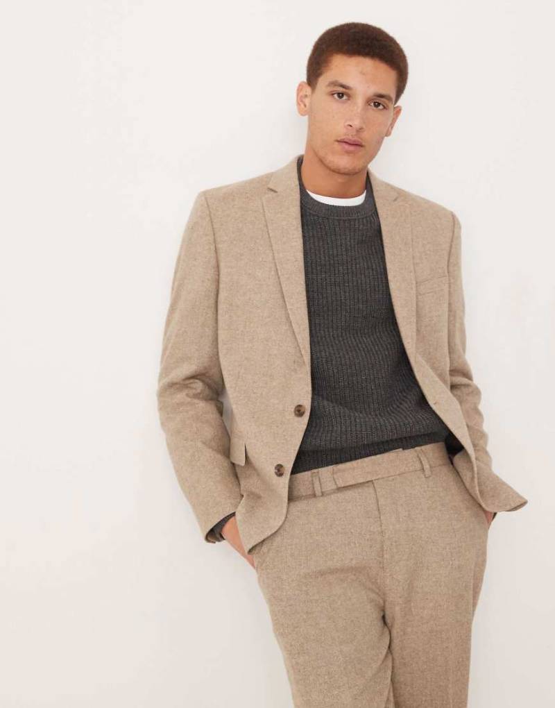 ASOS DESIGN - Schmal geschnittene Anzugweste in Steinbeige mit Wollanteil-Braun von ASOS DESIGN