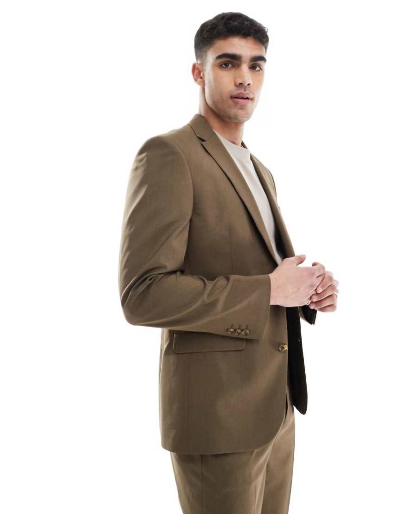 ASOS DESIGN - Schmale Anzugjacke in Braun von ASOS DESIGN