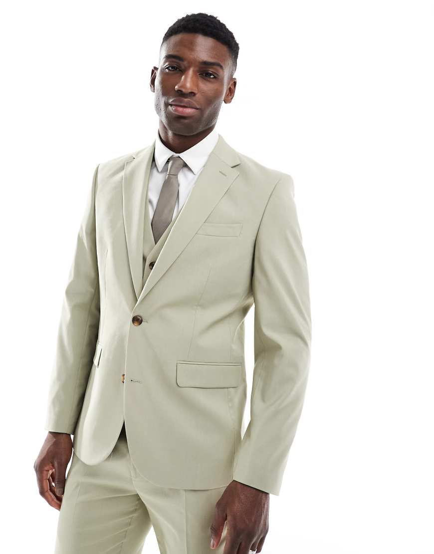 ASOS DESIGN - Schmale Anzugjacke in Salbeigrün von ASOS DESIGN