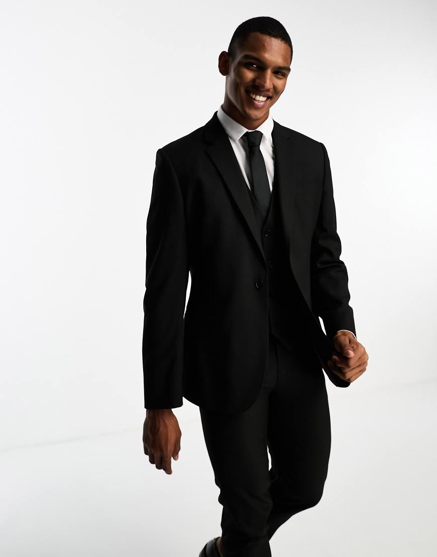 ASOS DESIGN - Schmale Anzugjacke in Schwarz ASOS DESIGN - Schmale Anzugjacke in Schwarz von ASOS DESIGN