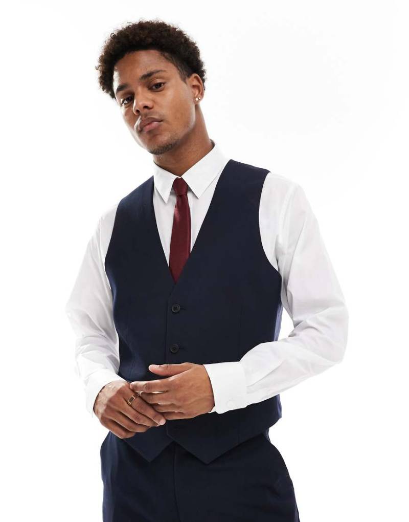 ASOS DESIGN - Schmale Anzugweste in Marineblau von ASOS DESIGN