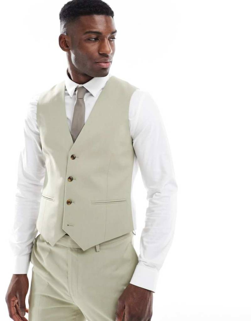 ASOS DESIGN - Schmale Anzugweste in Salbeigrün von ASOS DESIGN