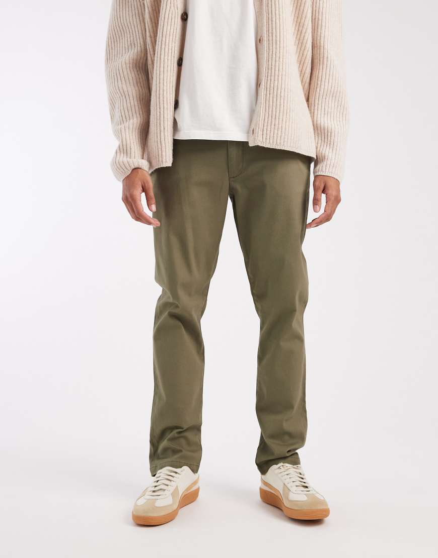 ASOS DESIGN - Schmale Chinohose in Khaki-Grün von ASOS DESIGN