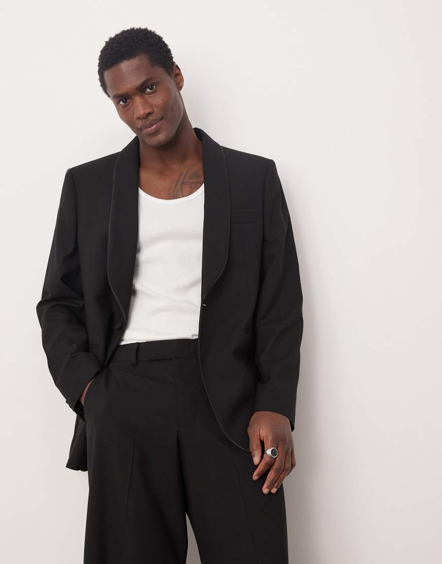 ASOS DESIGN - Schmales Smoking-Jackett in Schwarz mit Schalrevers von ASOS DESIGN
