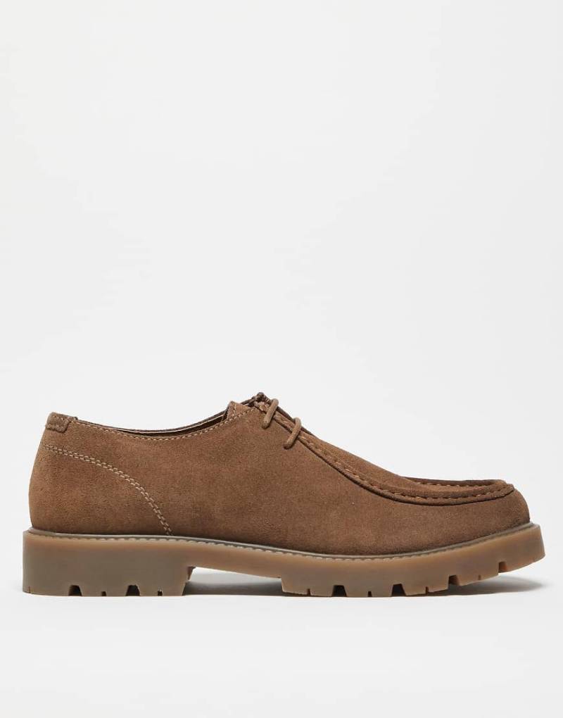 ASOS DESIGN - Schnürschuhe aus Nubukleder in Steinbeige-Braun von ASOS DESIGN
