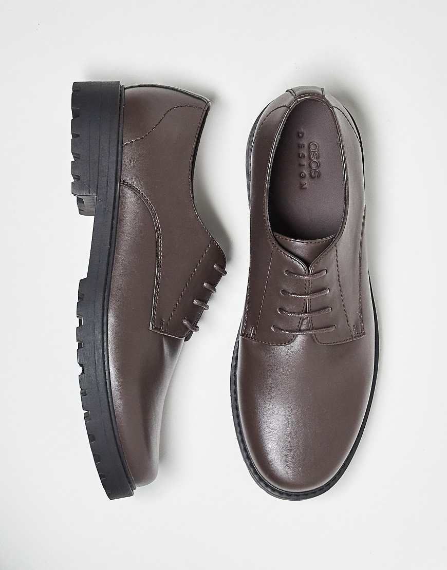 ASOS DESIGN - Schnürschuhe in Braun mit Profilsohle von ASOS DESIGN