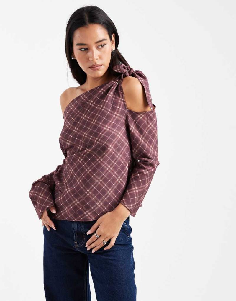 ASOS DESIGN - Schulterfreie, karierte Bluse-Bunt von ASOS DESIGN
