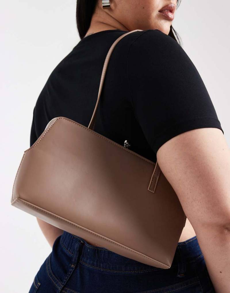 ASOS DESIGN - Schultertasche in Pilzbeige mit schmalem Riemen und Rahmen-Rot von ASOS DESIGN