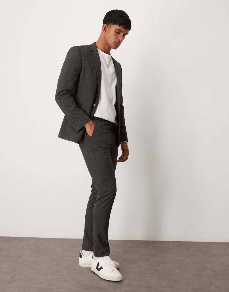 ASOS DESIGN - Schwarz-weiß melierte Anzughose mit engem Schnitt-Grau von ASOS DESIGN