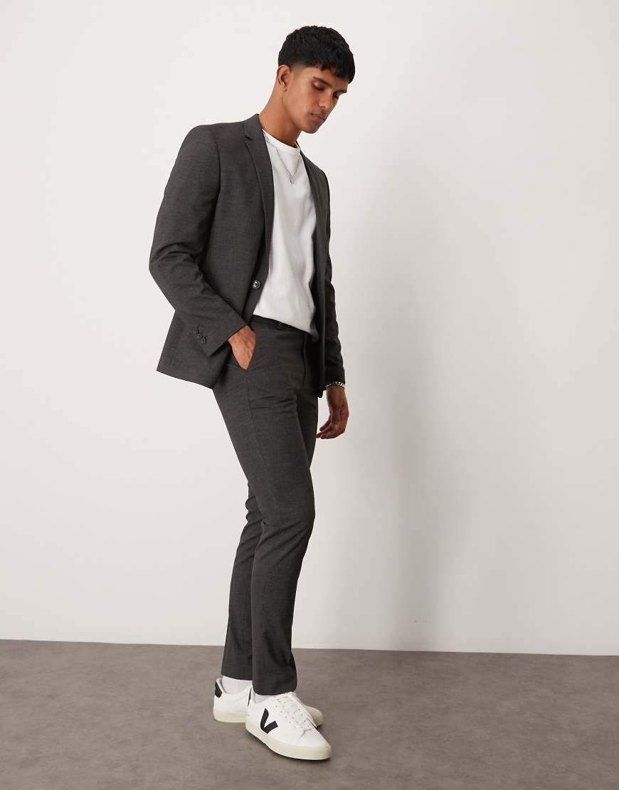ASOS DESIGN - Schwarz-weiß melierte Anzughose mit engem Schnitt-Grau ASOS DESIGN - Schwarz-weiß melierte Anzughose mit engem Schnitt-Grau von ASOS DESIGN
