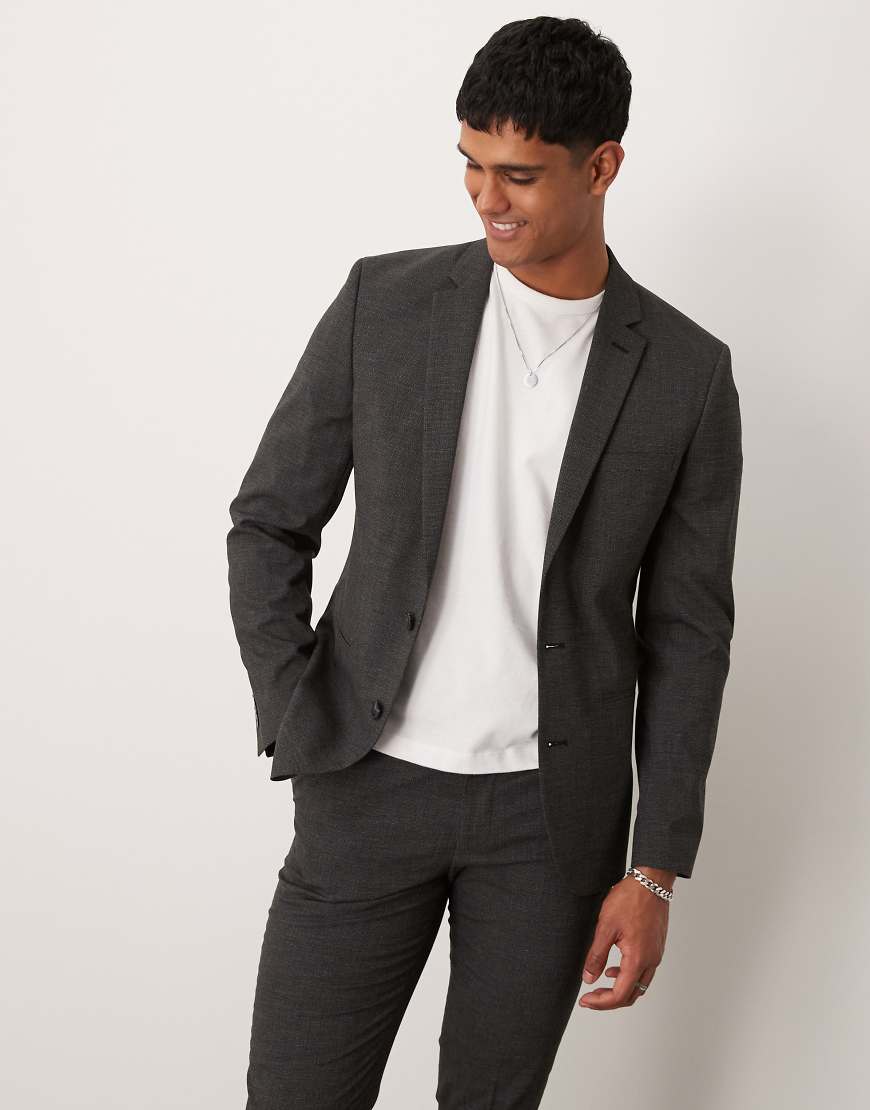 ASOS DESIGN - Schwarz-weiß melierte Anzugjacke mit engem Schnitt-Grau ASOS DESIGN - Schwarz-weiß melierte Anzugjacke mit engem Schnitt-Grau von ASOS DESIGN