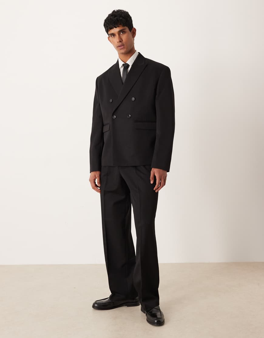 ASOS DESIGN - Schwarze Anzughose mit weitem Bein von ASOS DESIGN