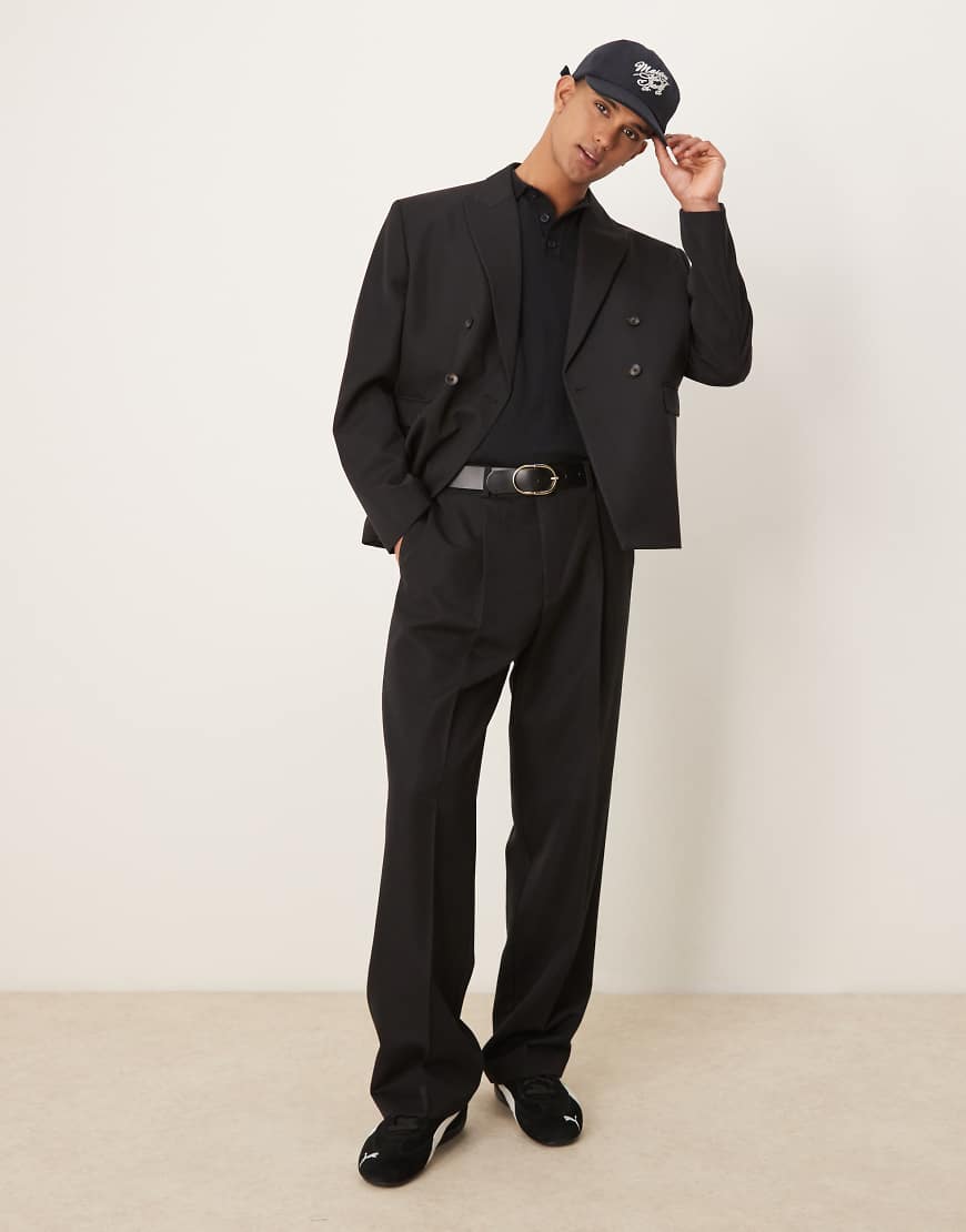 ASOS DESIGN - Schwarze Anzughose mit weitem Bein von ASOS DESIGN