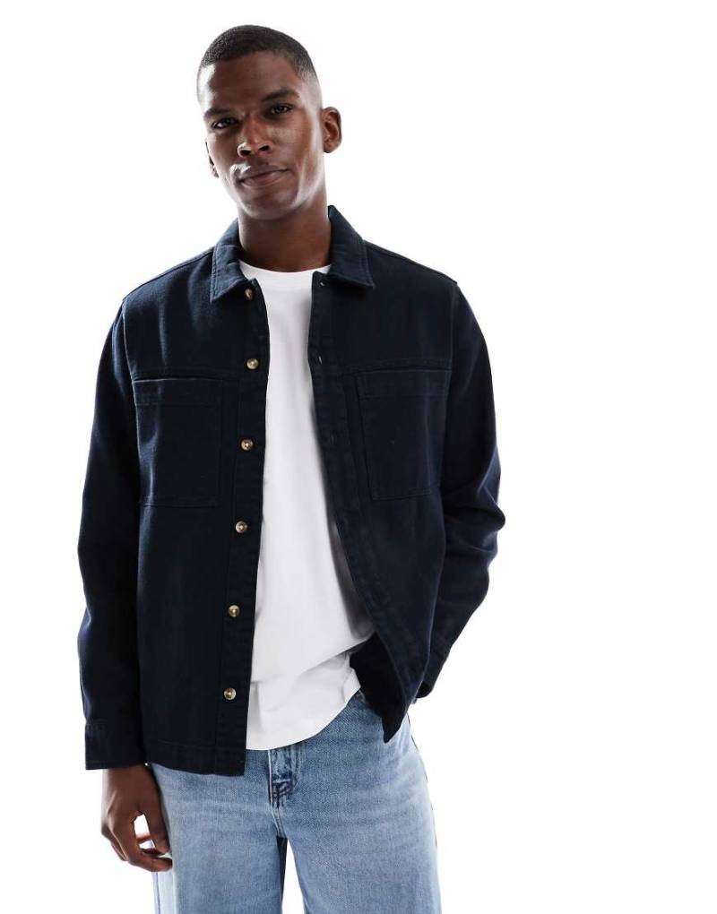 ASOS DESIGN - Schwarze Hemdjacke aus Baumwolle von ASOS DESIGN