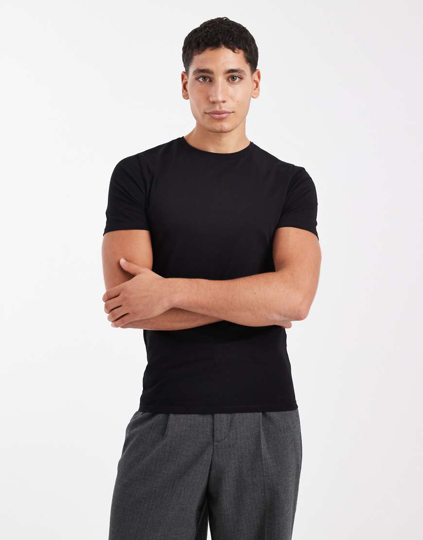 ASOS DESIGN - Schwarzes Muskelshirt mit Rundhalsausschnitt von ASOS DESIGN