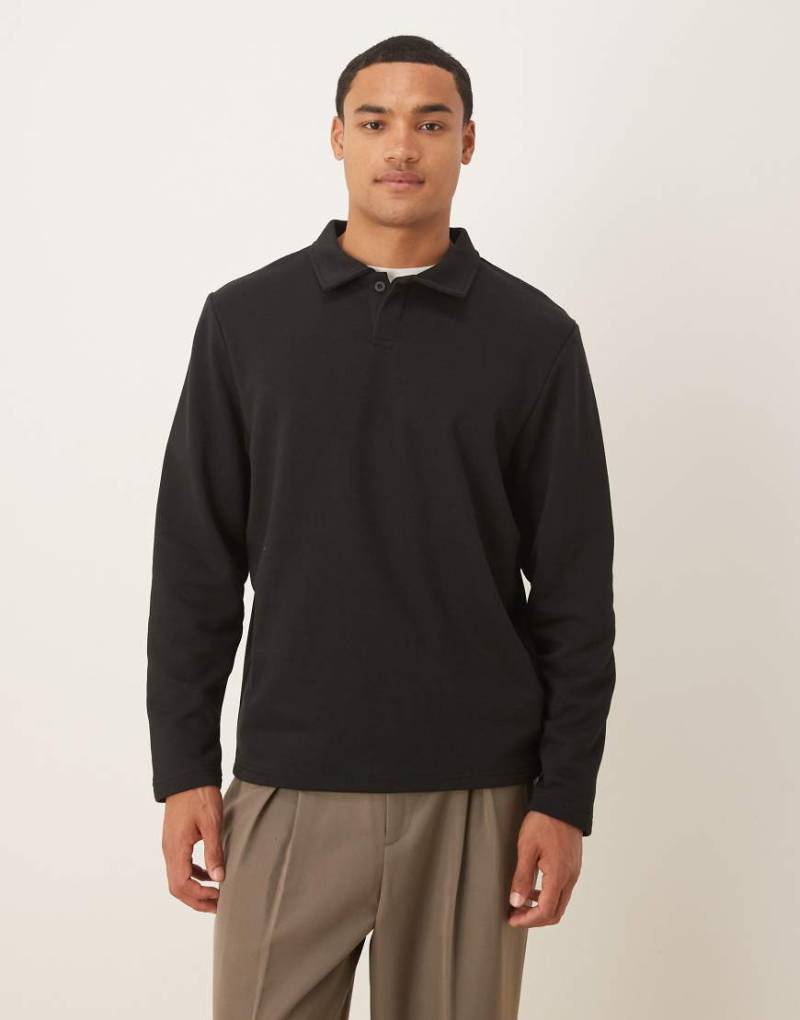 ASOS DESIGN - Schwarzes Poloshirt mit regulärer Passform, Kombiteil von ASOS DESIGN