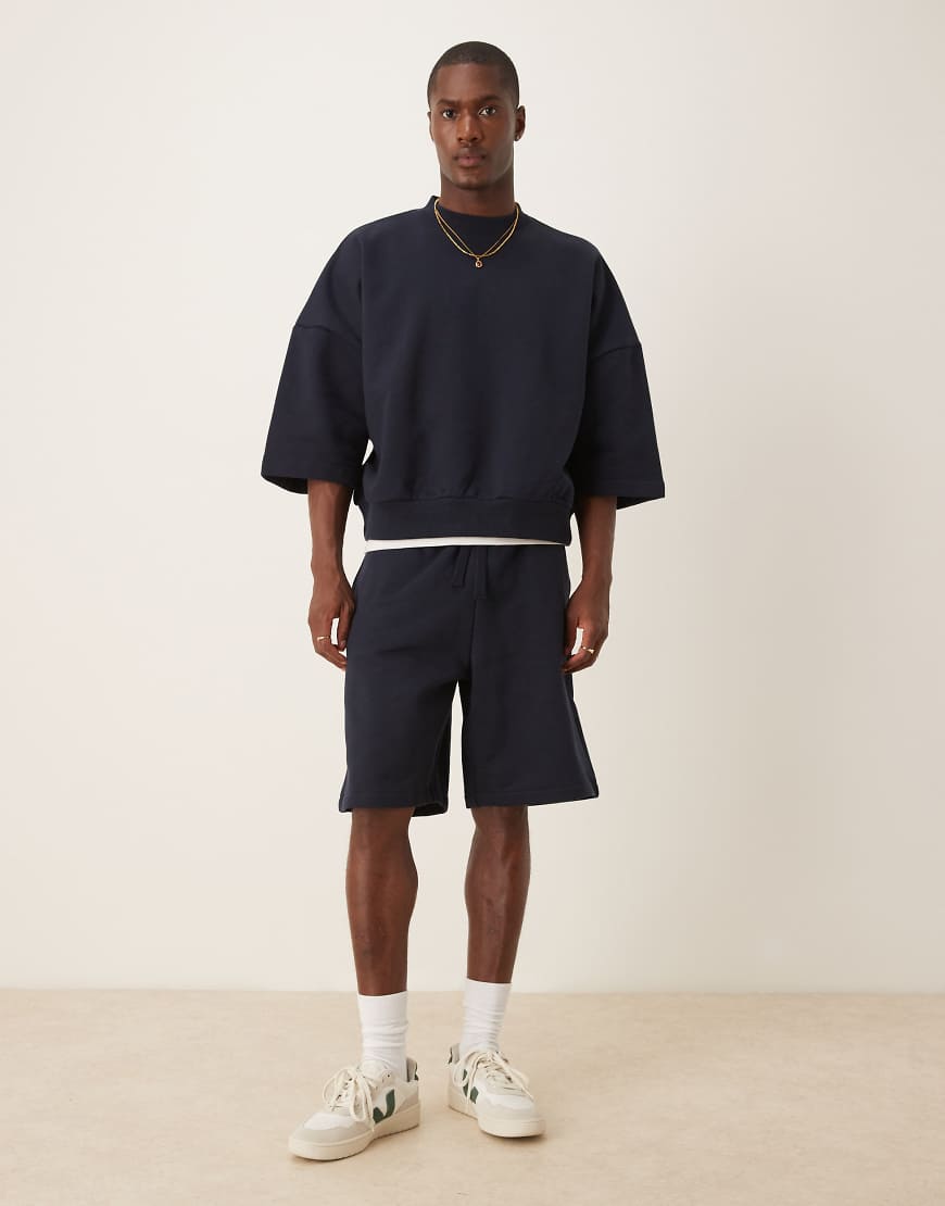 ASOS DESIGN - Schwere Oversize-Shorts in Marineblau, Kombiteil von ASOS DESIGN