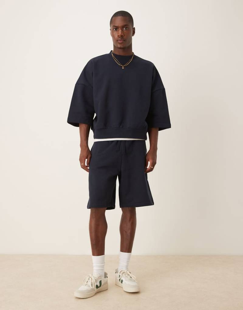 ASOS DESIGN - Schwere Oversize-Shorts in Marineblau, Kombiteil von ASOS DESIGN