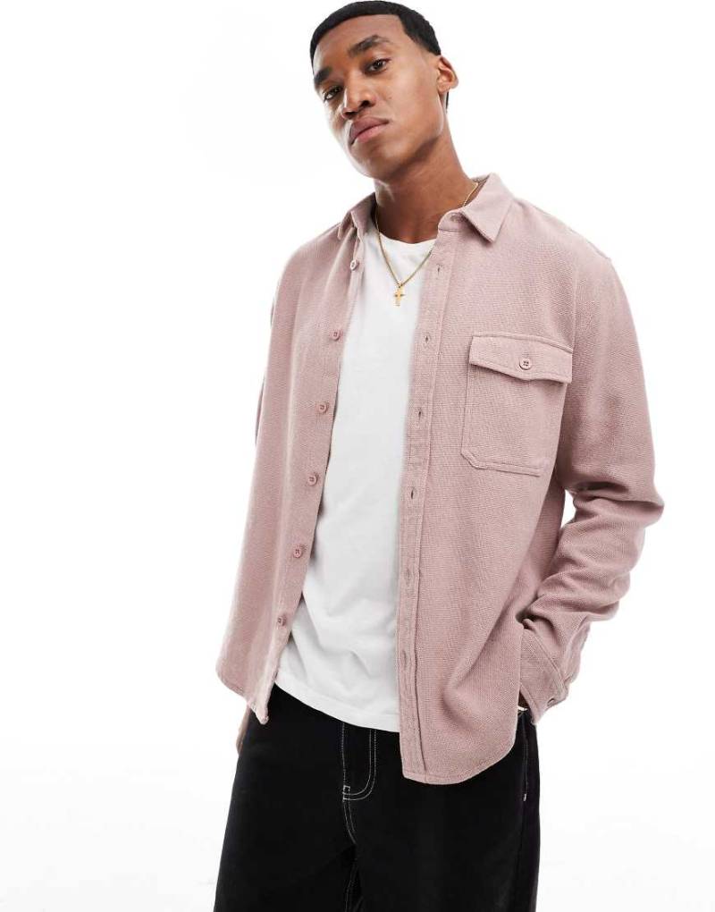 ASOS DESIGN - Schwere Oxford-Hemdjacke in Staubrosa von ASOS DESIGN